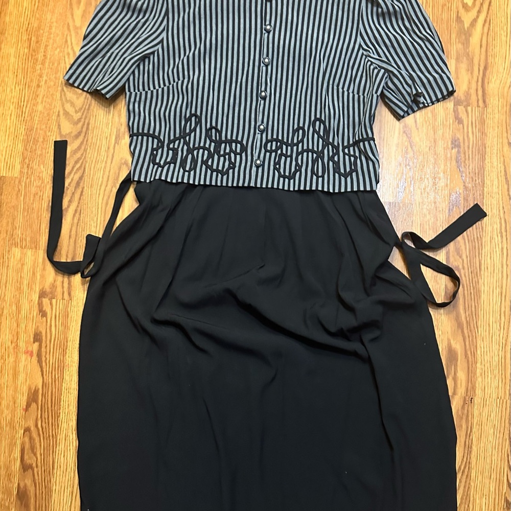Striped Black Midi Dress